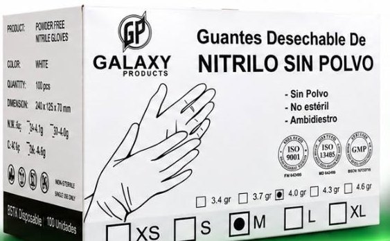 Caja master de guantes de nitrilo Galaxy Products